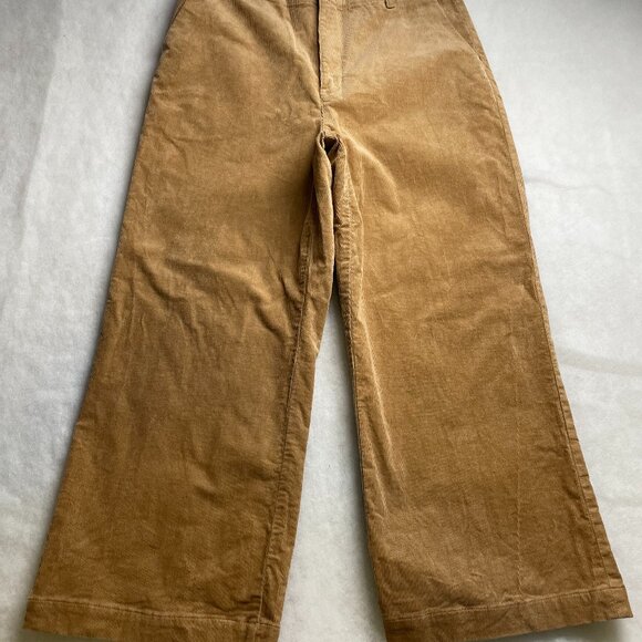 Uniqlo Womens Camel Brown Corduroy High Rise Carear Wide Leg Chino Pants M - Picture 1 of 9